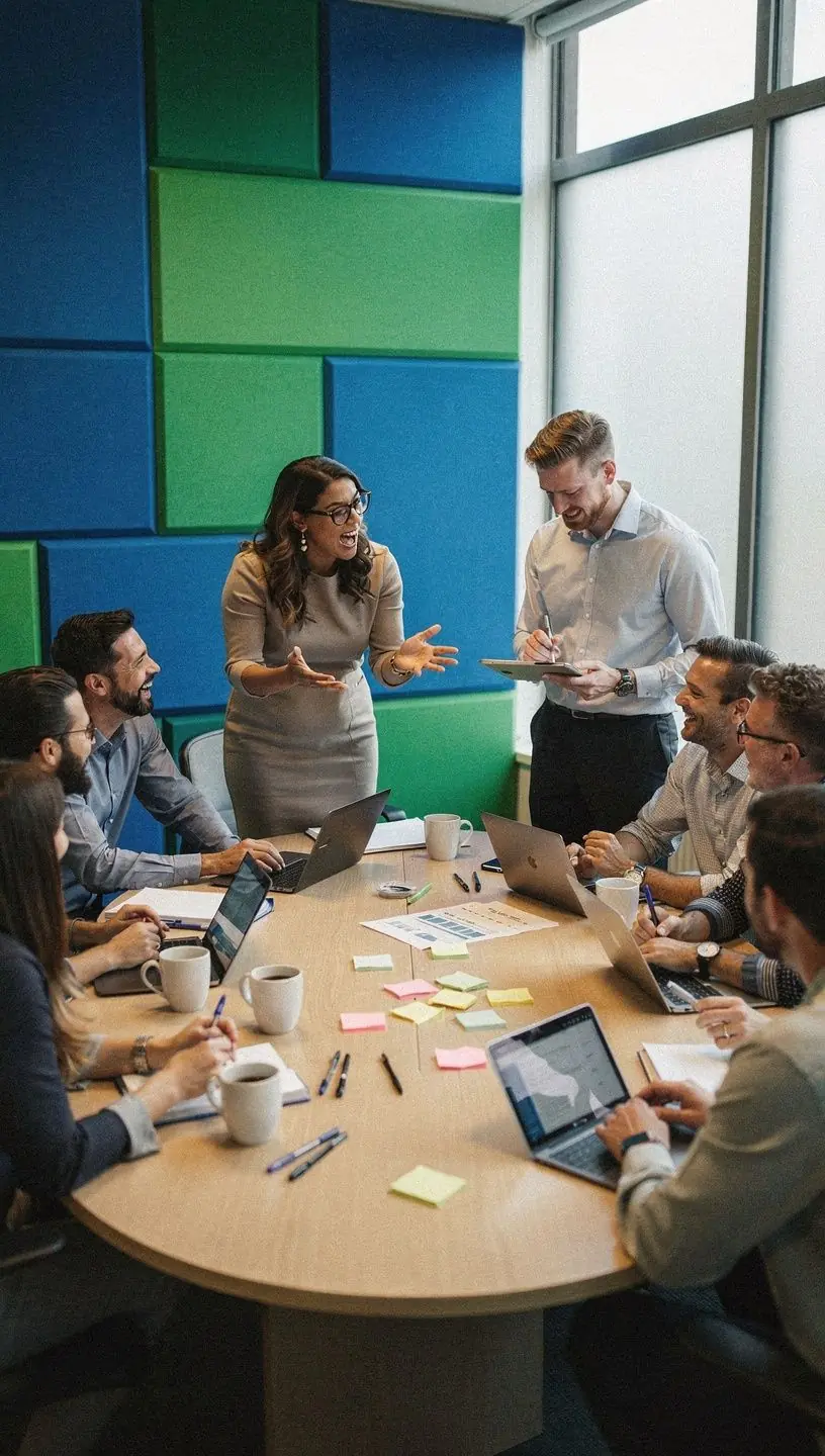 Biuro z zielonymi roślinami, które wpływają na poprawę jakości powietrza i samopoczucia.