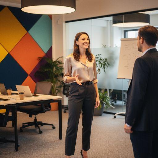 Akustyczne ścianki działowe w nowoczesnym biurze, które zapewniają prywatność.